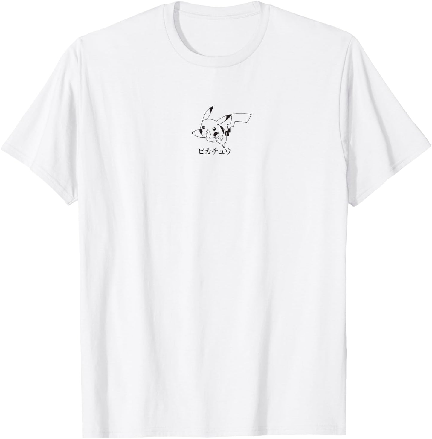 Pokémon Pikachu Black and White Quick Attack Kanji Logo T-Shirt - T-Shirt | White