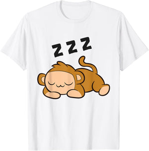 Sleeping Monkey Ape Monkey Pajama Cute Monkey T-Shirt - T-Shirt | White
