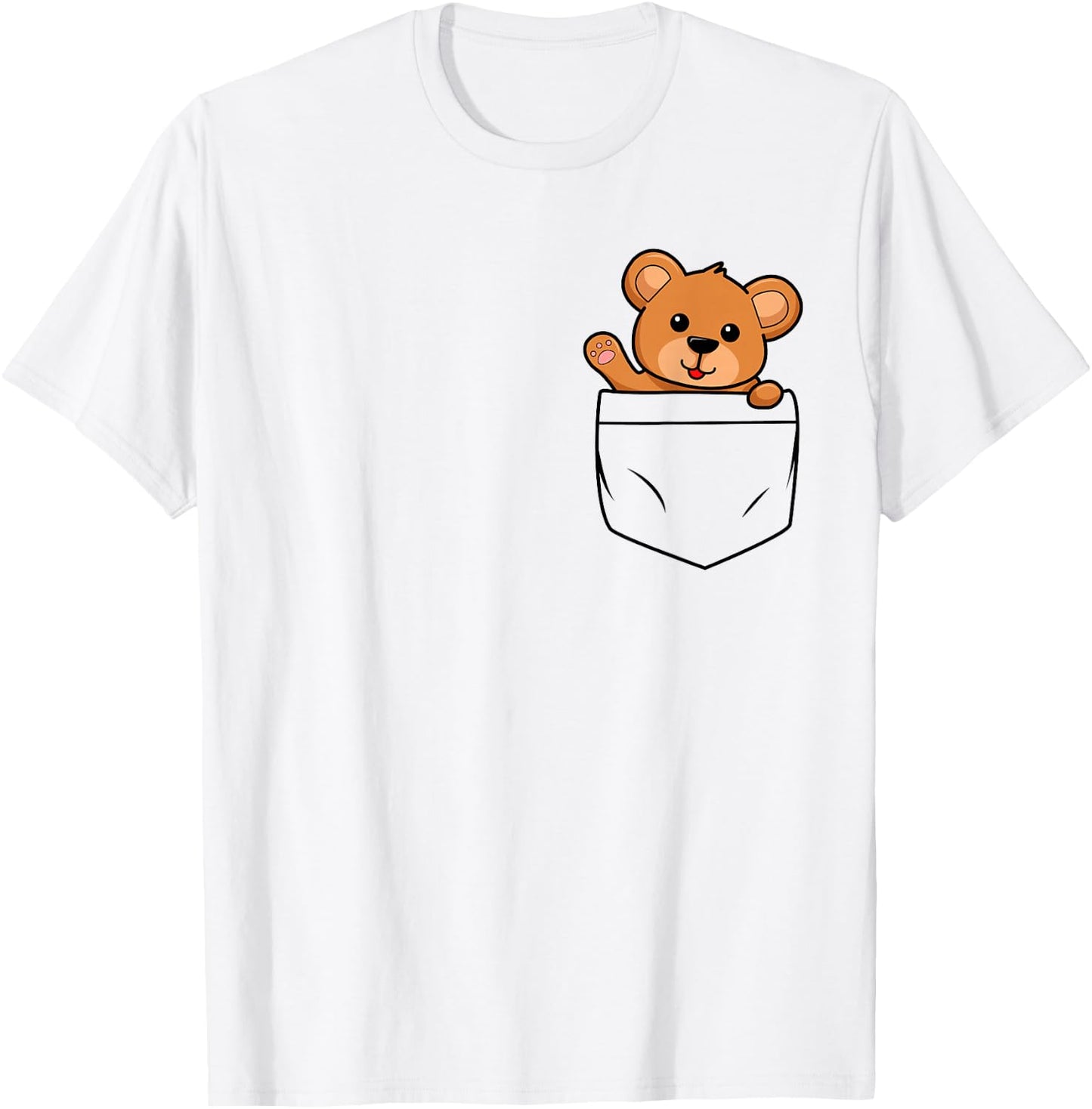 Teddy Bear in Breast Pocket Funny Cute Bears Men Women Kids T-Shirt - T-Shirt | White