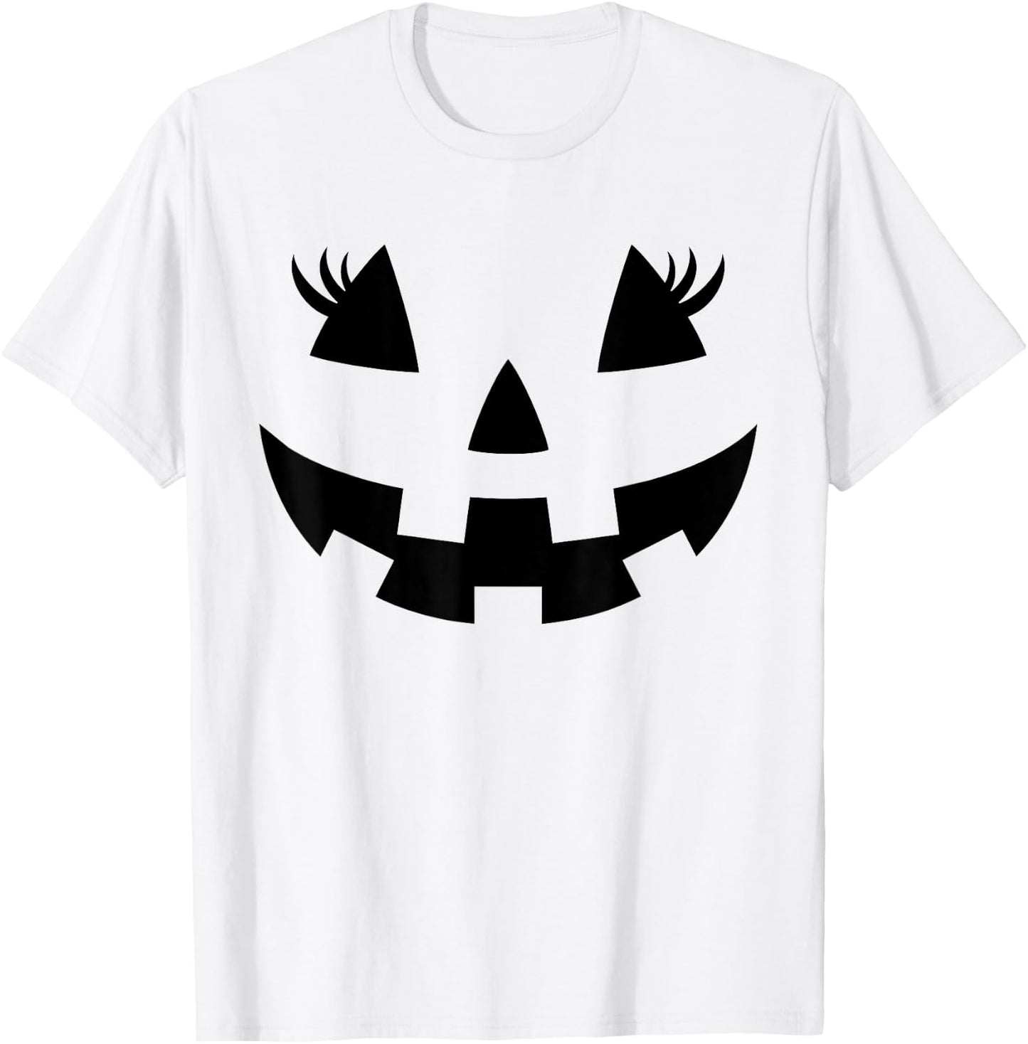 Jack O Lantern Face Pumpkin Eyelashes Hallowen Costume Funny T-Shirt - T-Shirt | White