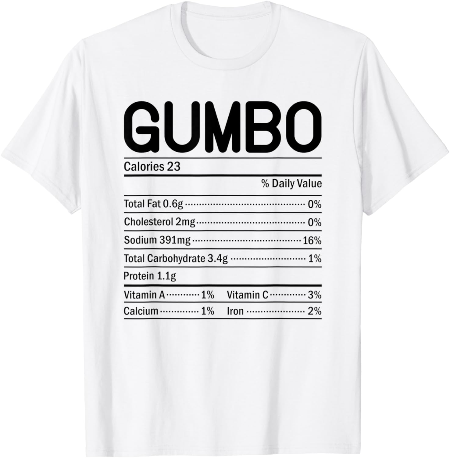 Thanksgiving Christmas Food Facts Gumbo Nutrition T-Shirt - T-Shirt | White