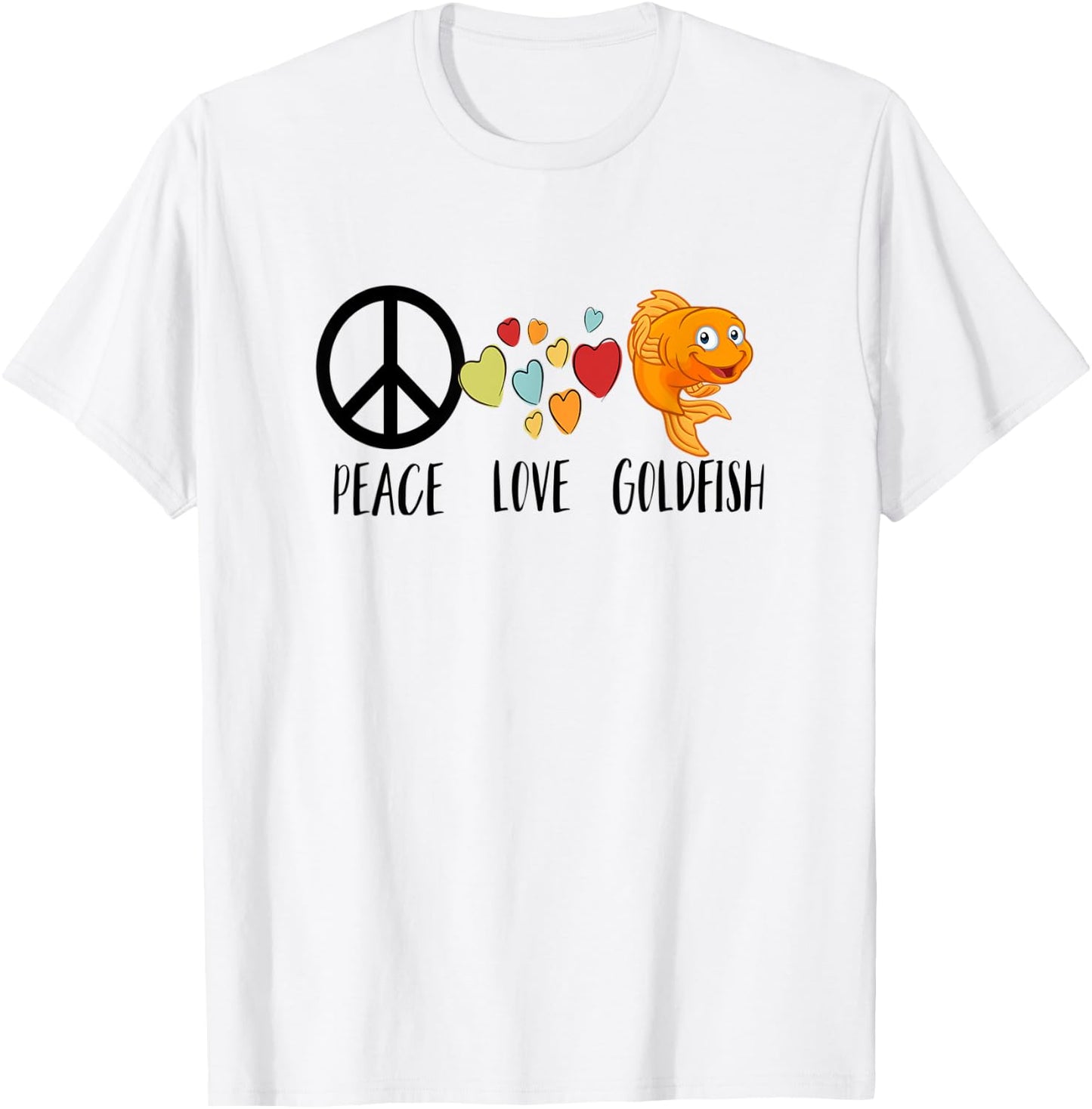 Funny Goldfish Shirt for Kids Moms Peace Love Goldfish Gifts T-Shirt - T-Shirt | White