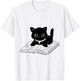 Cat Reading Animals Cat Motif T-Shirt - T-Shirt | White