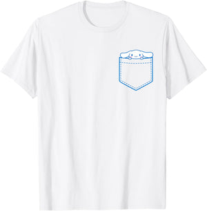 SANRIO Cinnamoroll Chest Pocket - -Adults and Kids - White - Short Sleeve - Classic Fit - Cotton, Polyester - Machine Wash - Small T-Shirt - T-Shirt | White