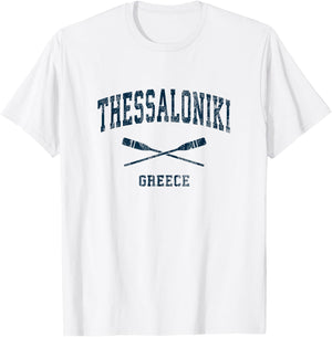 Thessaloniki Greece Vintage Nautical Paddles Sports Oars T-Shirt - T-Shirt | White