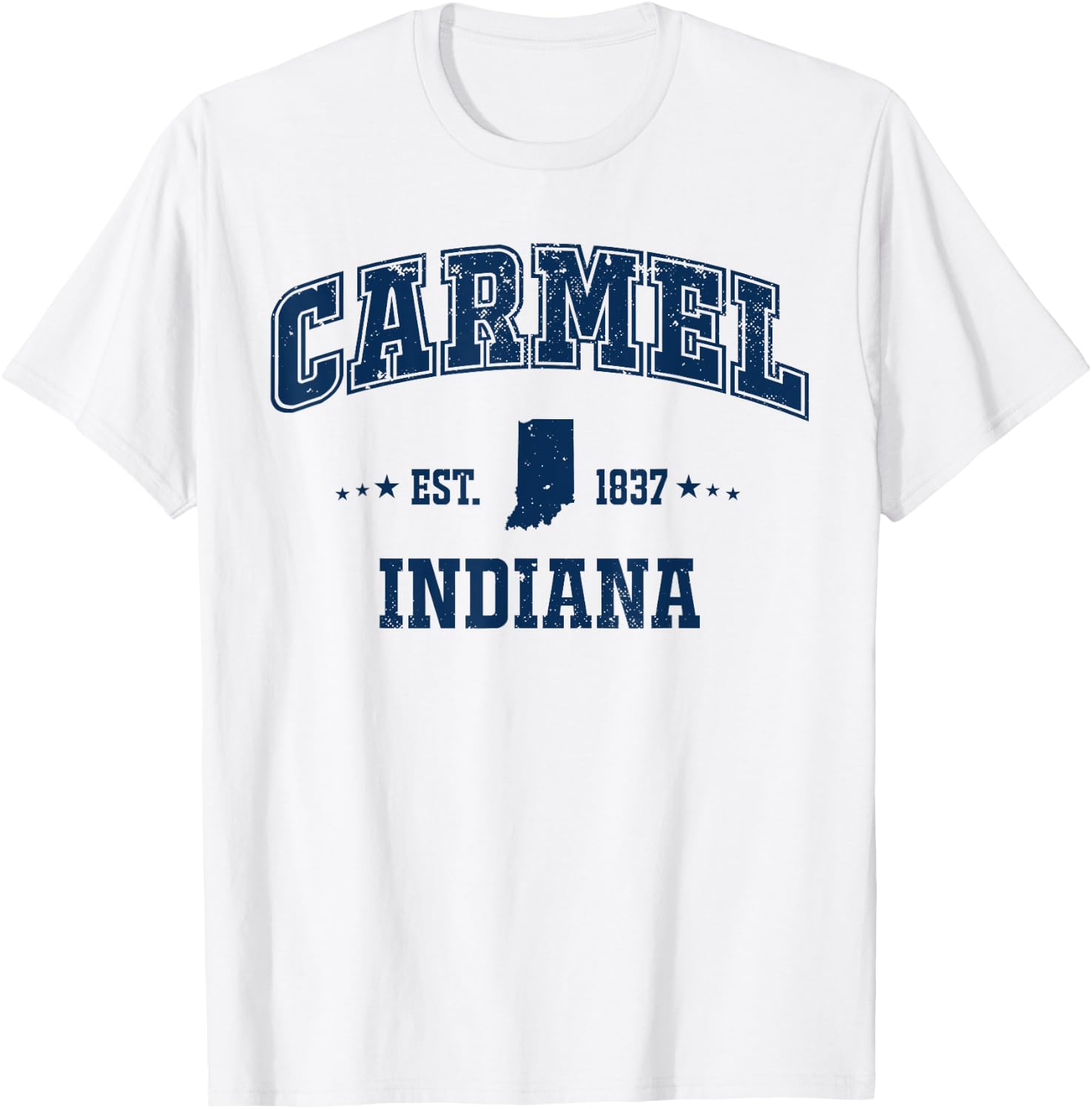 Carmel Indiana IN Navy Vintage Sports Athletic T-Shirt - T-Shirt | White