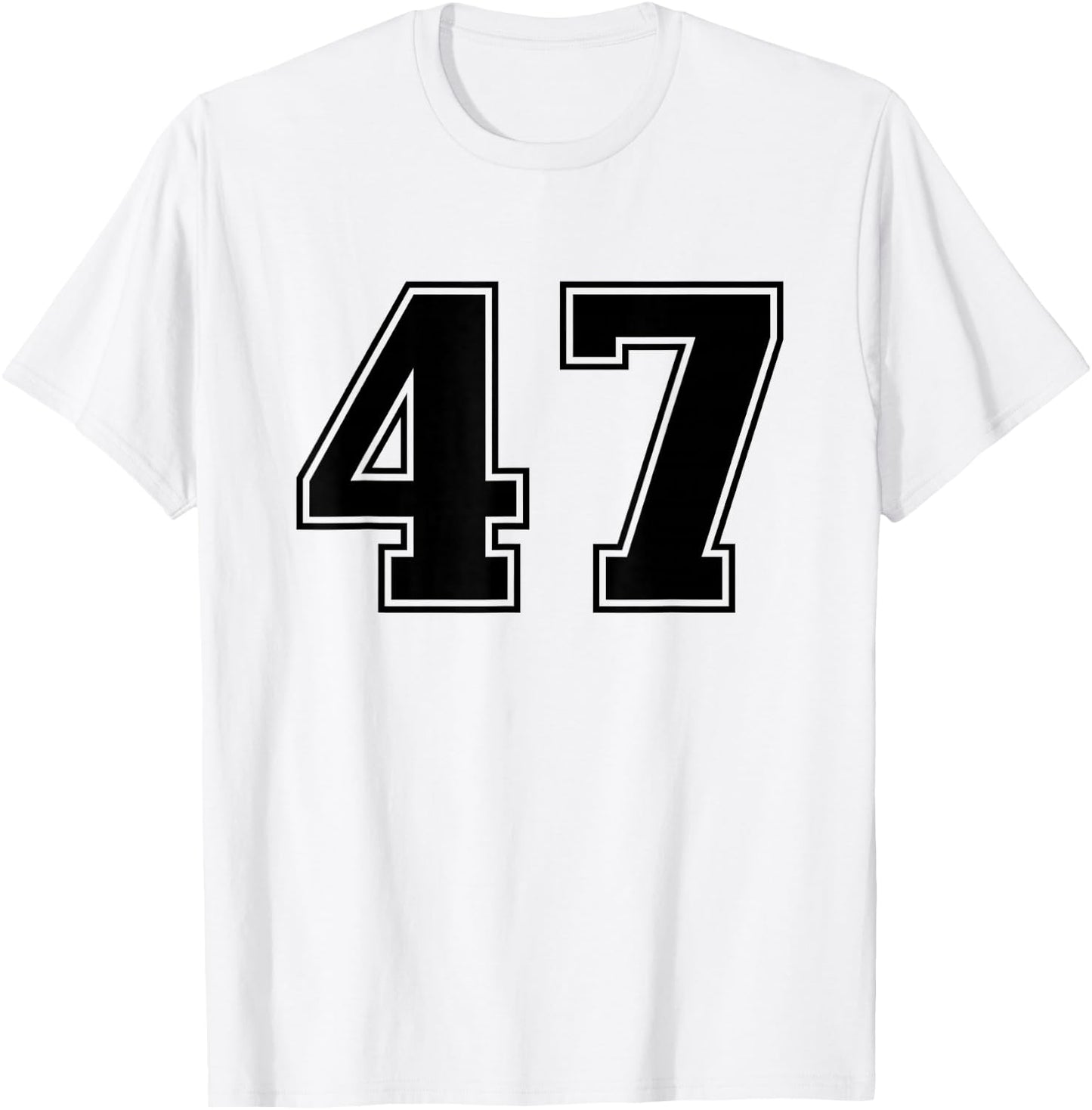 Number #47 Black Sport Number T-Shirt - T-Shirt | White