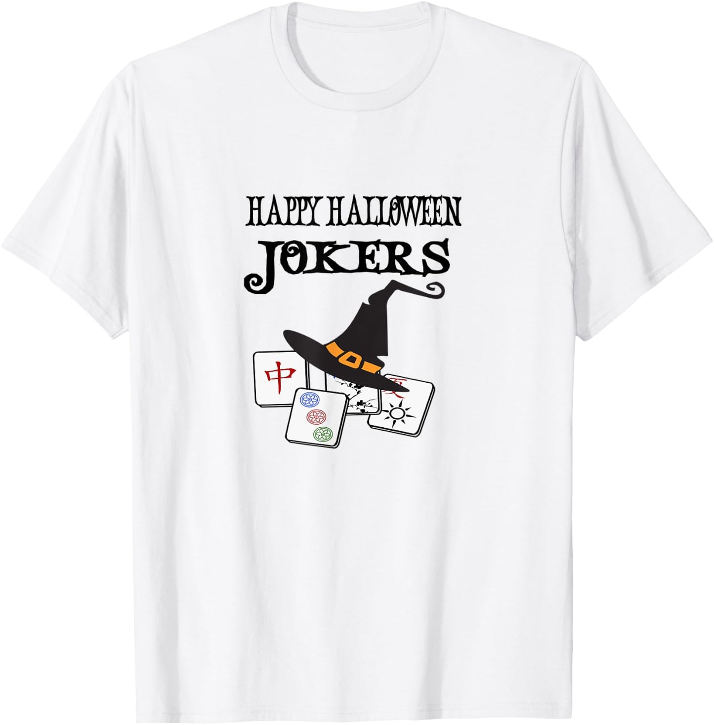 Funny Mahjong Happy Halloween Jokers Tile Game T-Shirt - T-Shirt | White