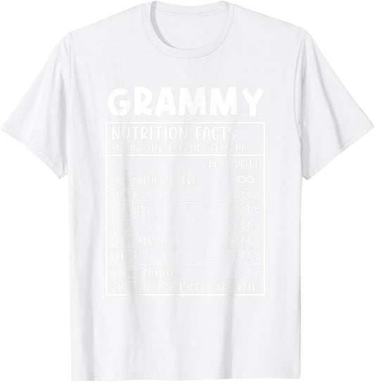 Grammy Nutrition Facts Pink Ribbon Breast Cancer Awareness T-Shirt - T-Shirt | White
