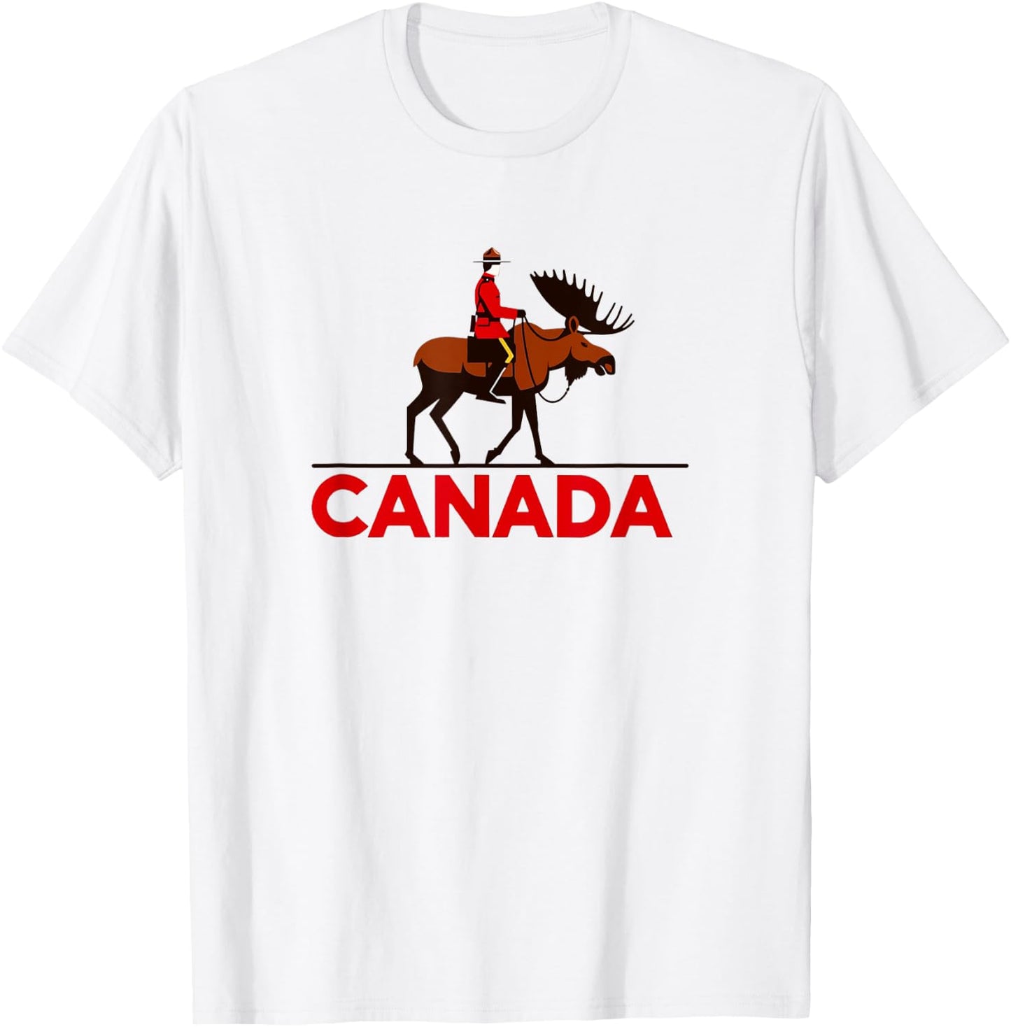 Iconic Mounted Police and Moose - Classic Canadian Pride T-Shirt - T-Shirt | White