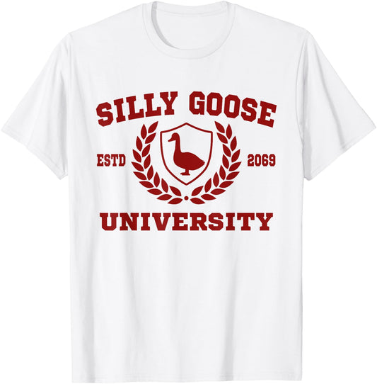 Silly Goose University Funny Meme Sports Silly Goose T-Shirt - T-Shirt | White