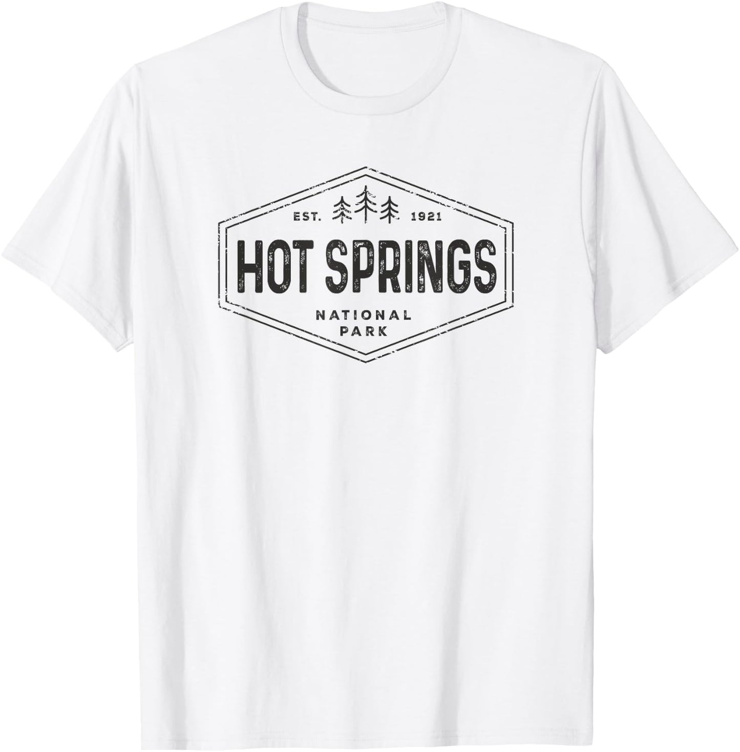 Hot Springs National Park Shirt Retro Tree Badge Hiking T-Shirt - T-Shirt | White