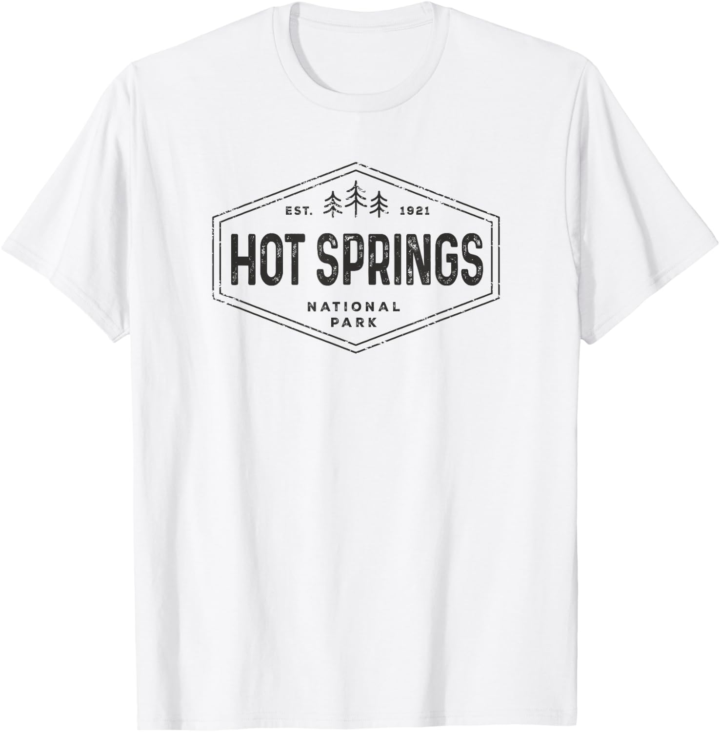 Hot Springs National Park Shirt Retro Tree Badge Hiking T-Shirt - T-Shirt | White