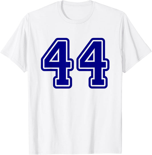 Blue Sports Team Number #44 T-Shirt - T-Shirt | White