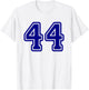 Blue Sports Team Number #44 T-Shirt - T-Shirt | White