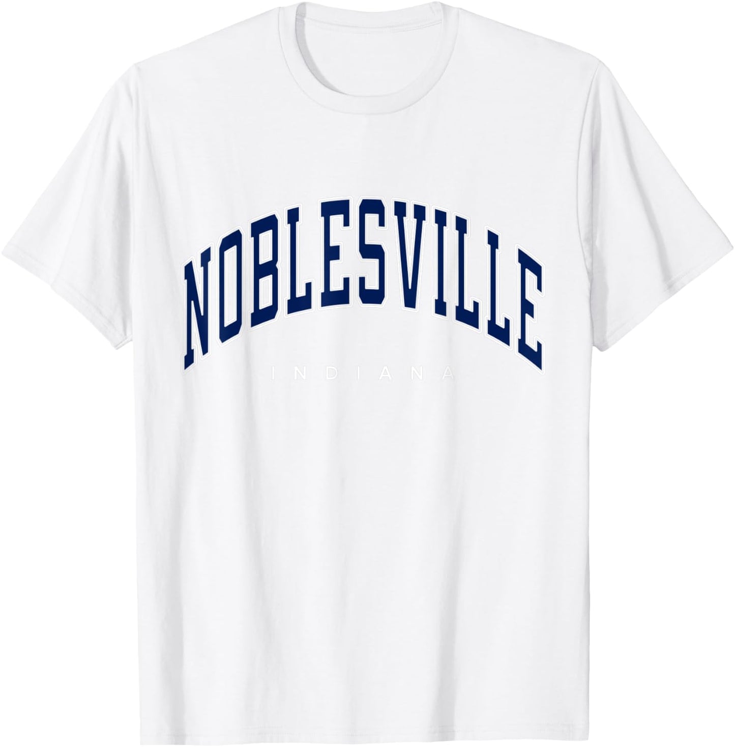 Noblesville Indiana IN Varsity Style Navy Text T-Shirt - T-Shirt | White