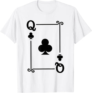 Playing Cards Costume - Queen Clubs Card - Queen Card T-Shirt - T-Shirt | White