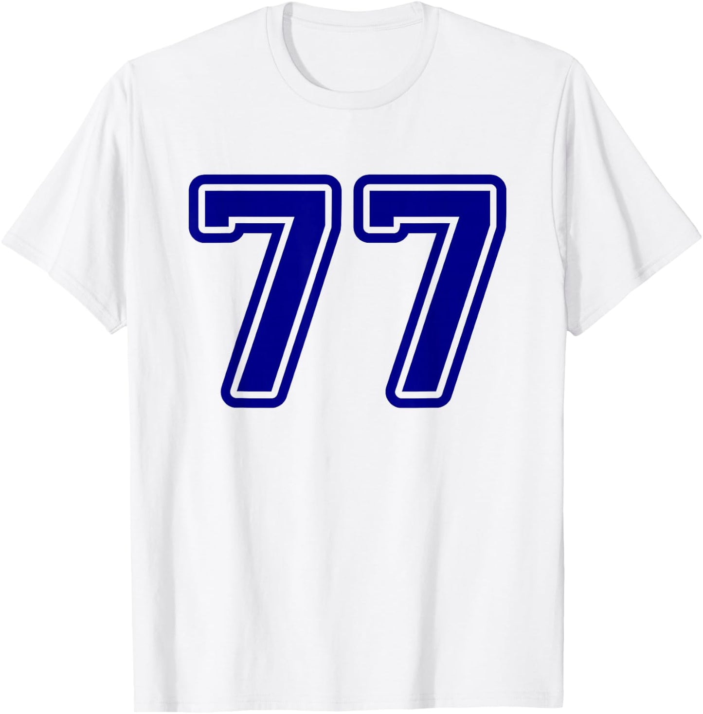 Number #77 Blue Sports Team Varsity Number 77 T-Shirt - T-Shirt | White