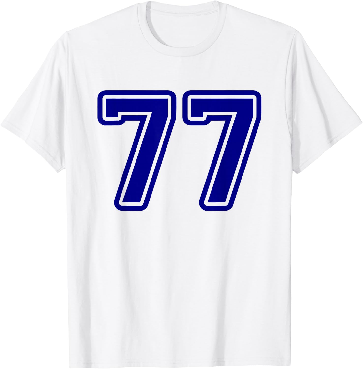 Number #77 Blue Sports Team Varsity Number 77 T-Shirt - T-Shirt | White