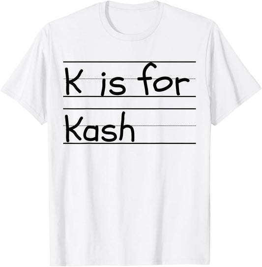 Personalized K is for Kash Name Student Kindergarten T-Shirt - T-Shirt | White