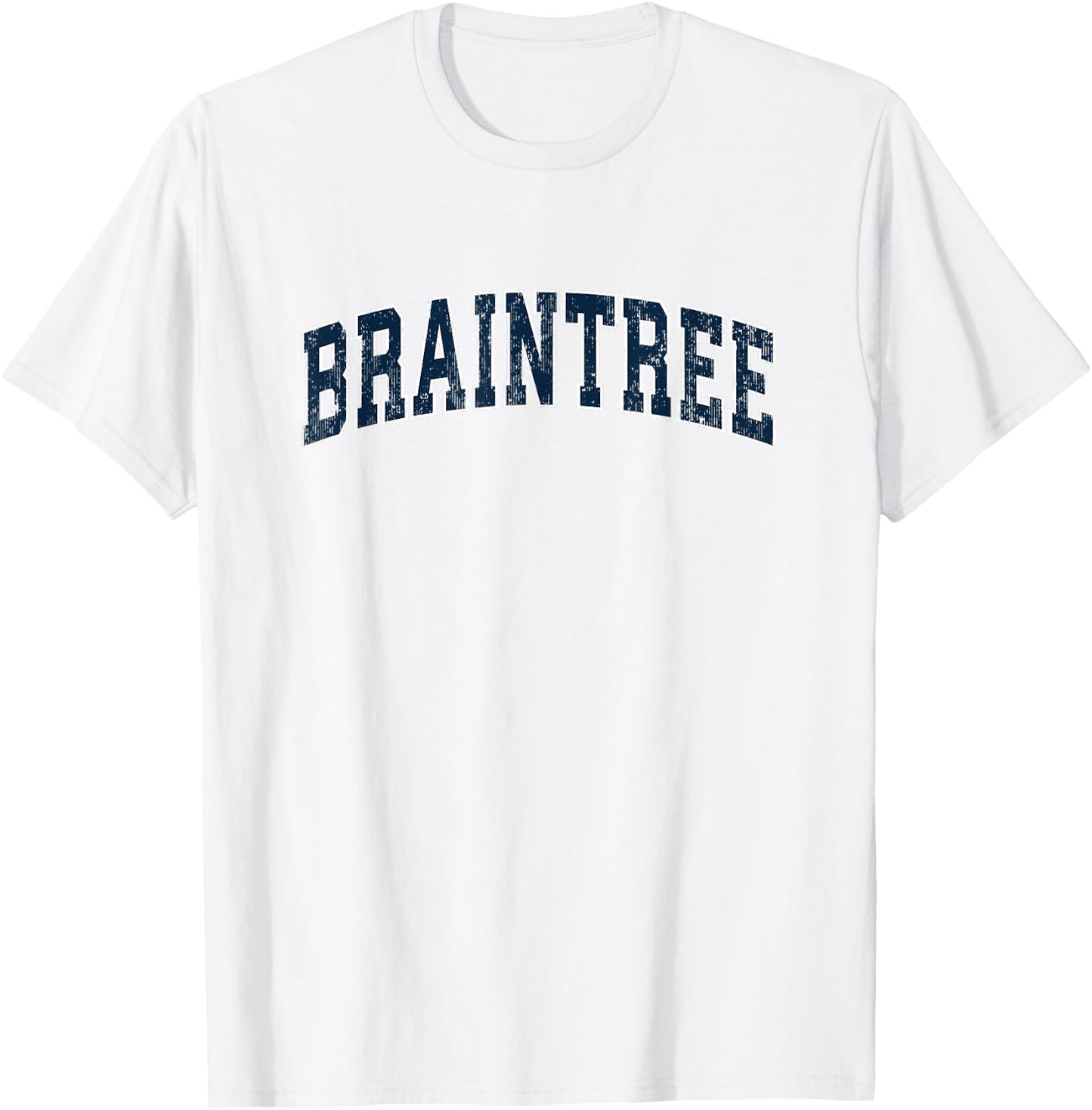 Braintree Massachusetts MA Vintage Sports Design Navy Design T-Shirt - T-Shirt | White