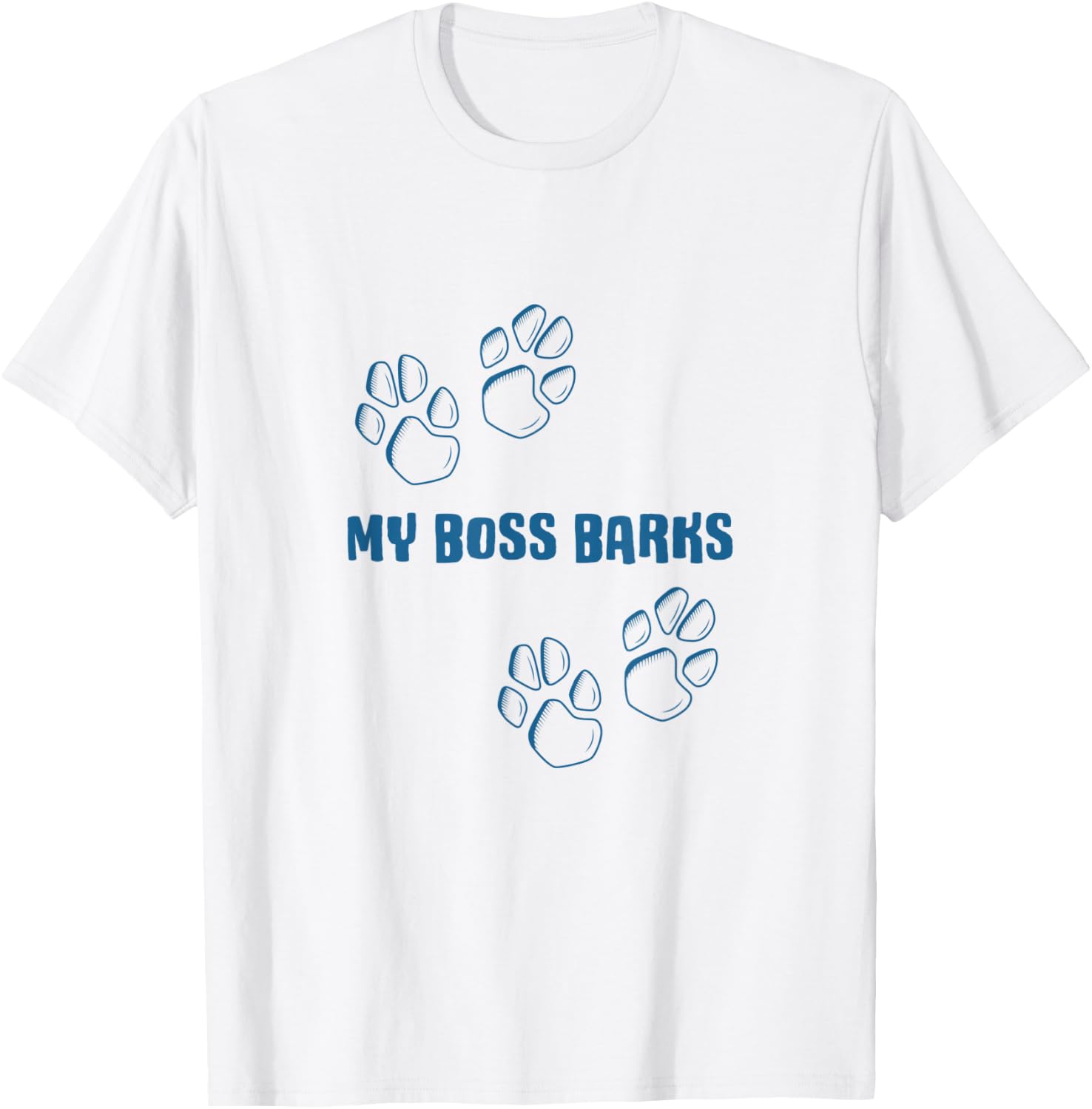 MY BOSS BARKS - Funny Dog Lover Men Women T-Shirt - T-Shirt | White