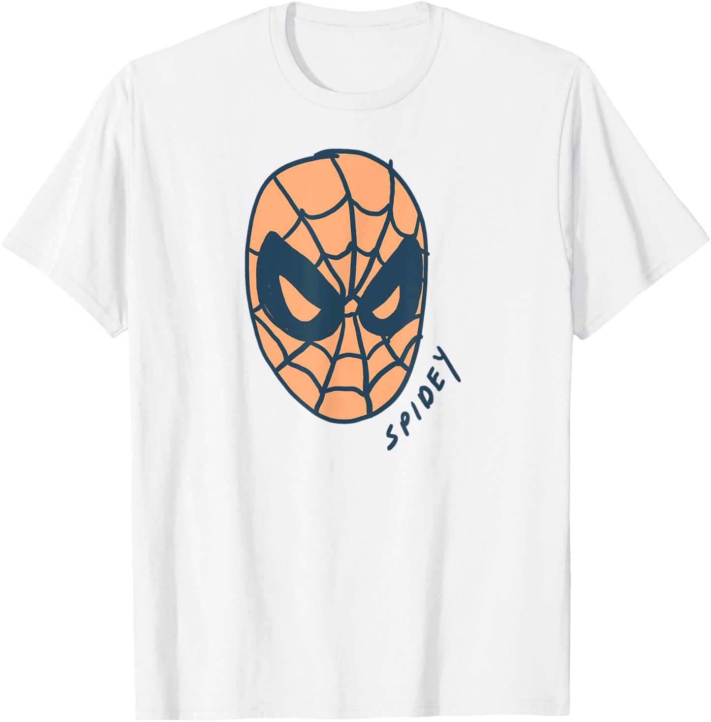 Amazon Essentials Men's MARVEL SPIDER-MAN SPIDEY MASK , White, Small T-Shirt - T-Shirt | White