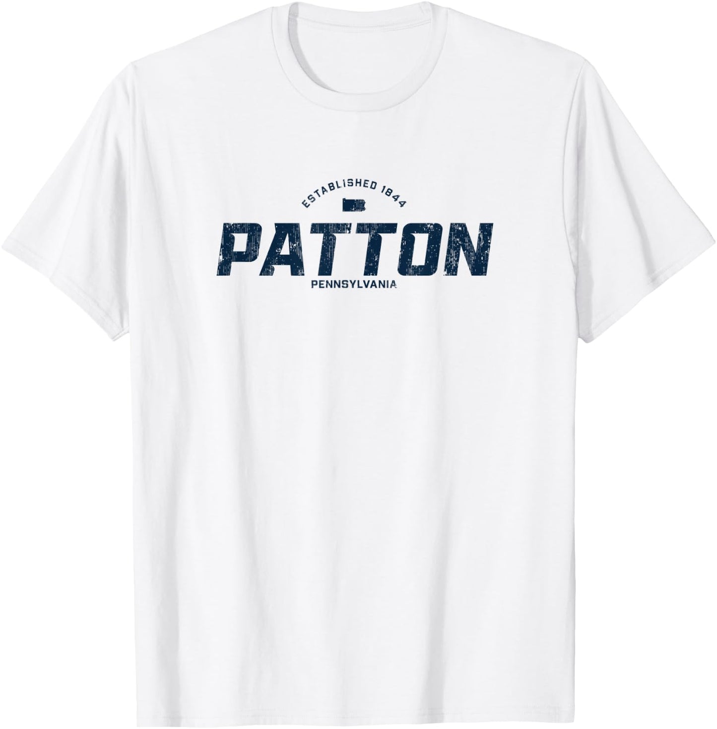 Patton Pennsylvania PA Vintage Athletic Navy Sports Logo T-Shirt - T-Shirt | White