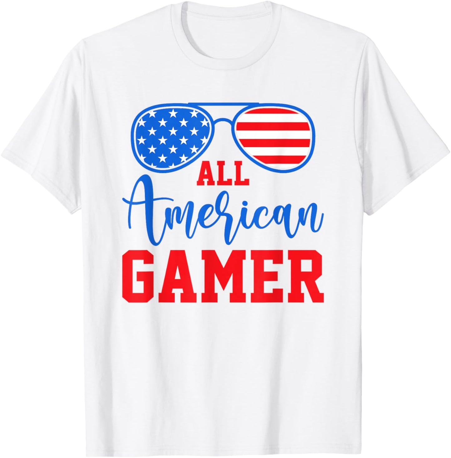 All American Gamer Patriot Men Boys Kids Teen Youth T-Shirt - T-Shirt | White