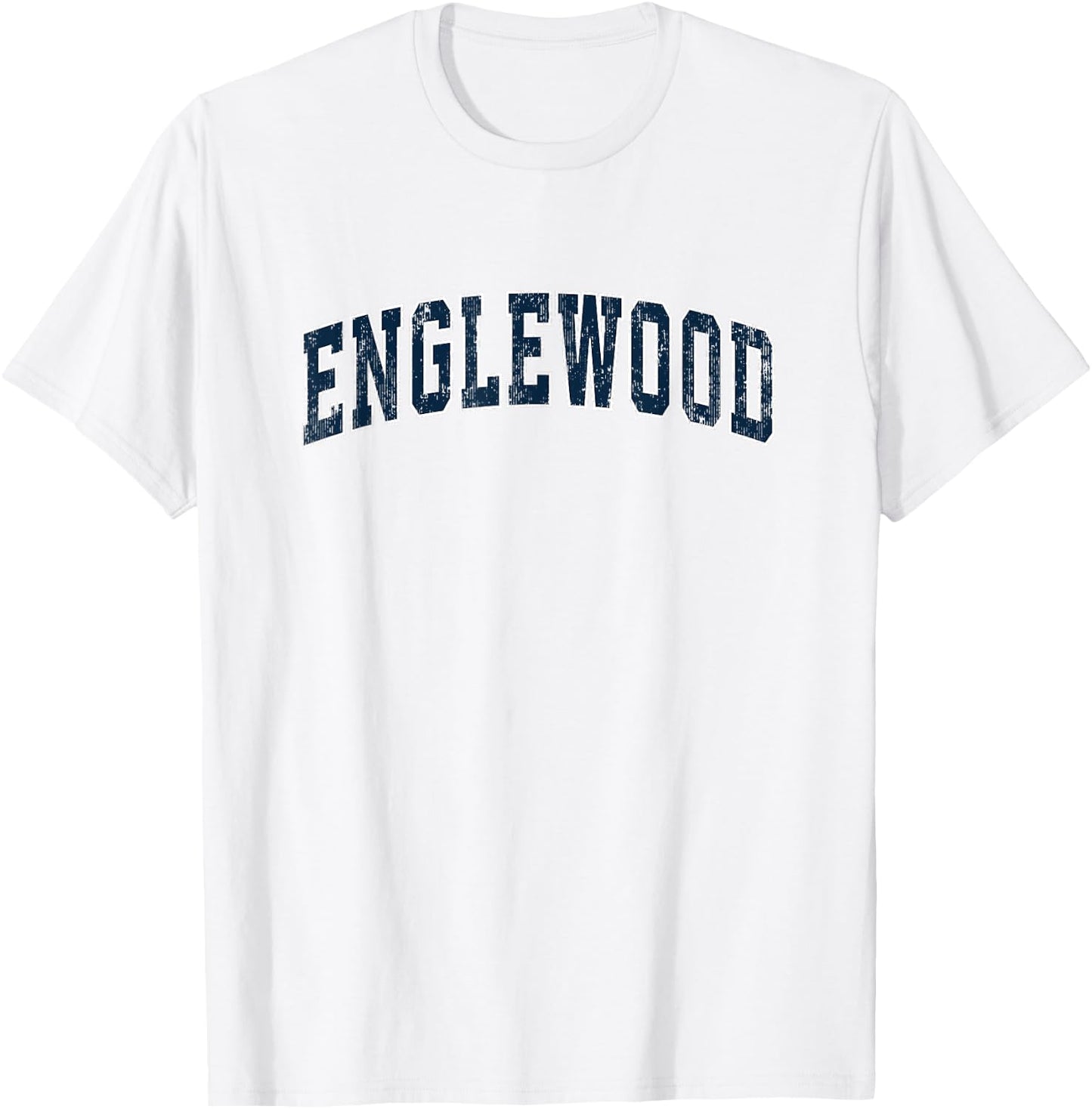 Englewood New Jersey NJ Vintage Sports Design Navy Design T-Shirt - T-Shirt | White