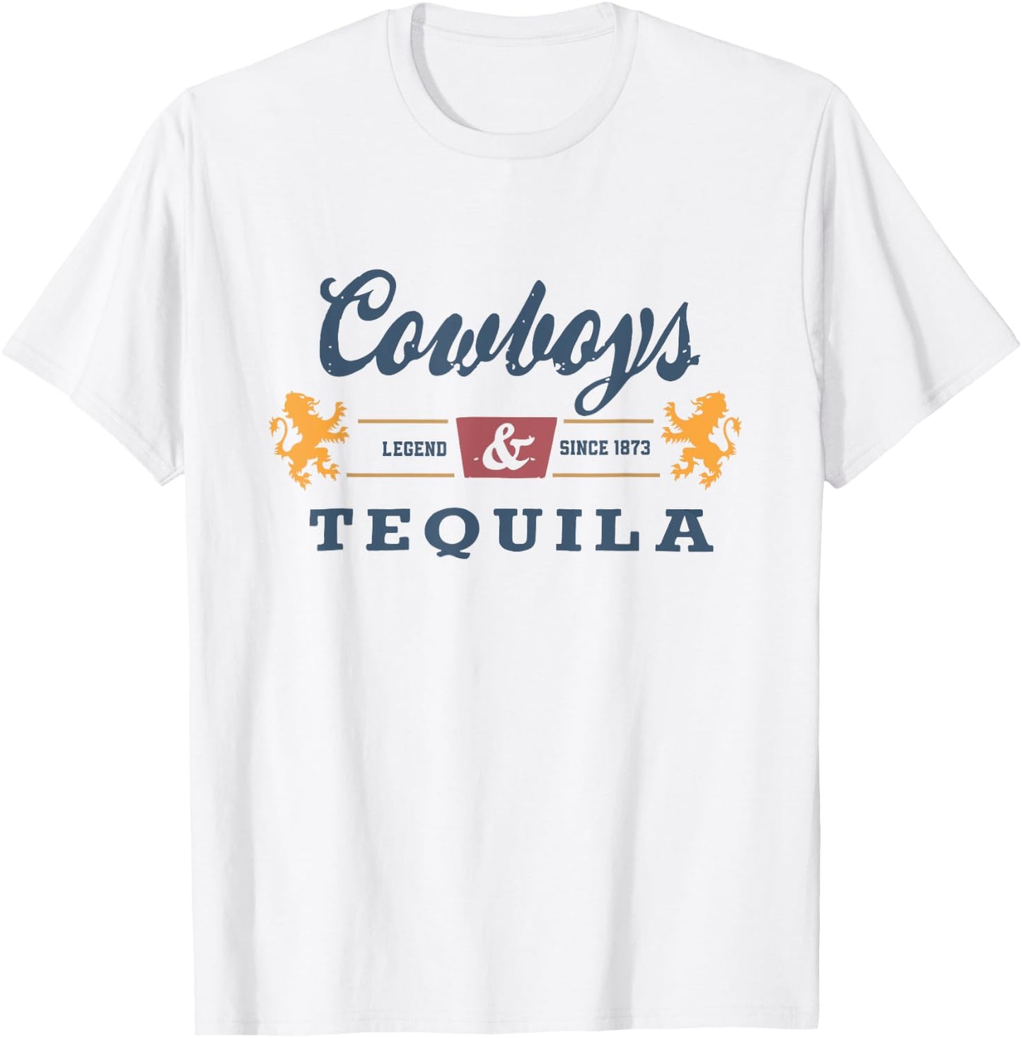 Vintage Cowboys And Tequila Western Funny Tequila Drinking T-Shirt - T-Shirt | White