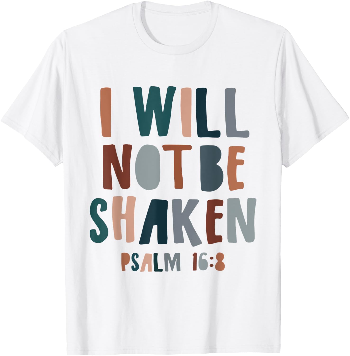 Religious I Will Not Be Shaken Boho Christian Bible Verse T-Shirt - T-Shirt | White