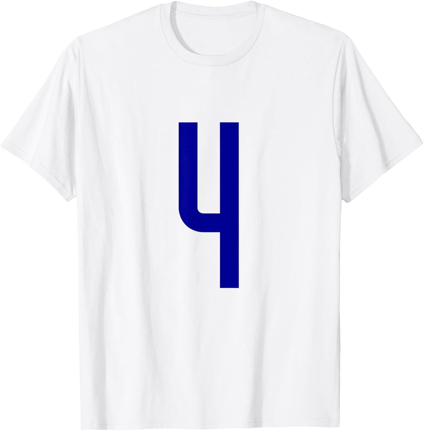 Blue Sports Team Number 4 T-Shirt - T-Shirt | White