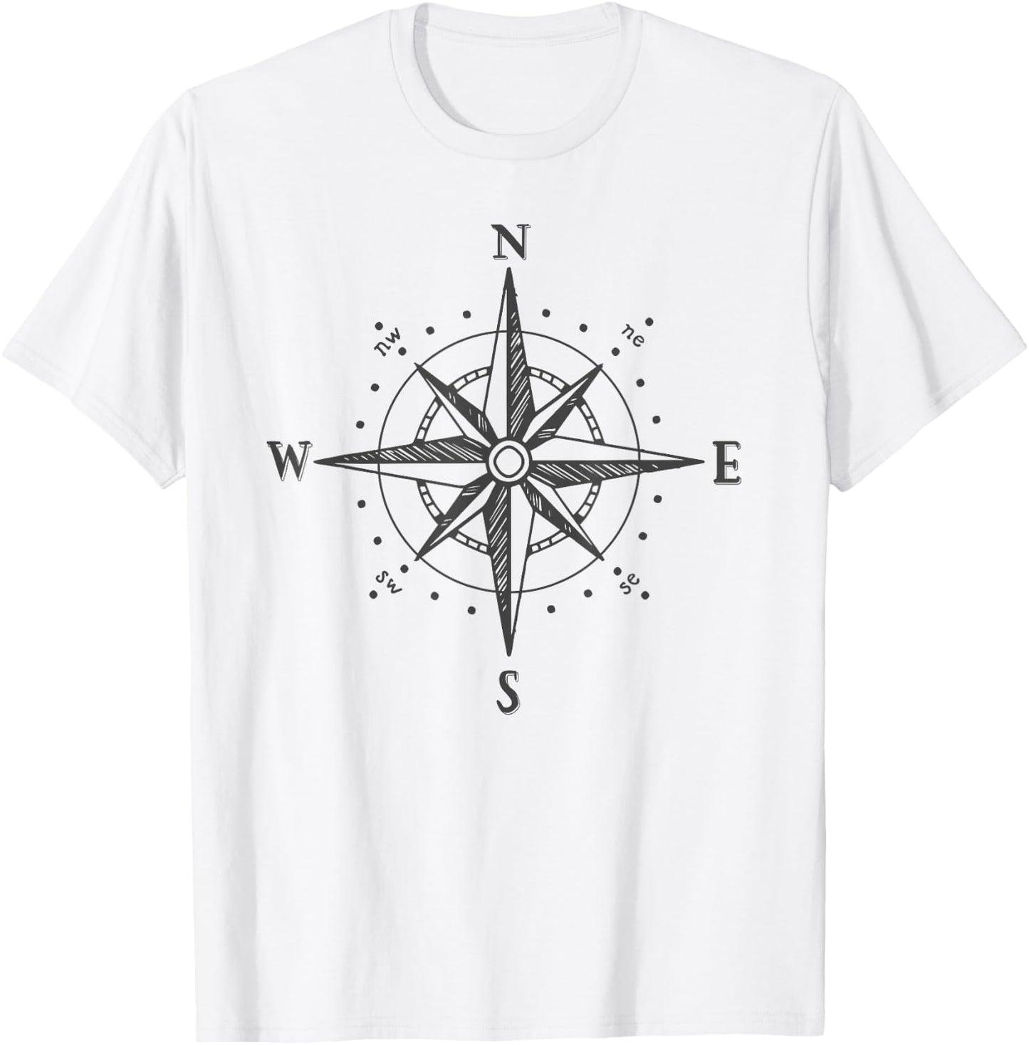 Vintage Compass North South East West Sailing Retro Design T-Shirt - T-Shirt | White