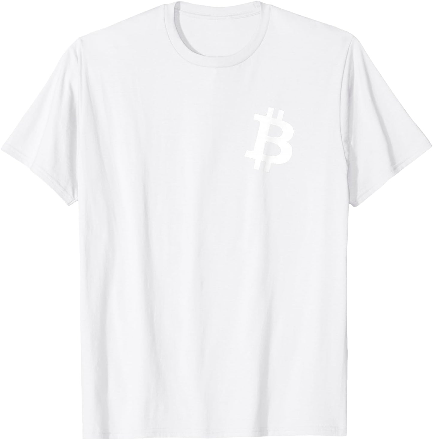 Orange Bitcoin Symbol Small Breast Pocket White Text BTC T-Shirt - T-Shirt | White