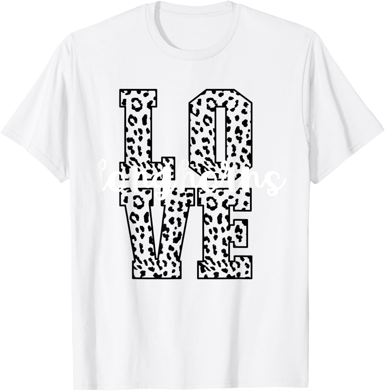 Longhorns Love Team Mascot School Spirit Game Night Leopard T-Shirt - T-Shirt | White