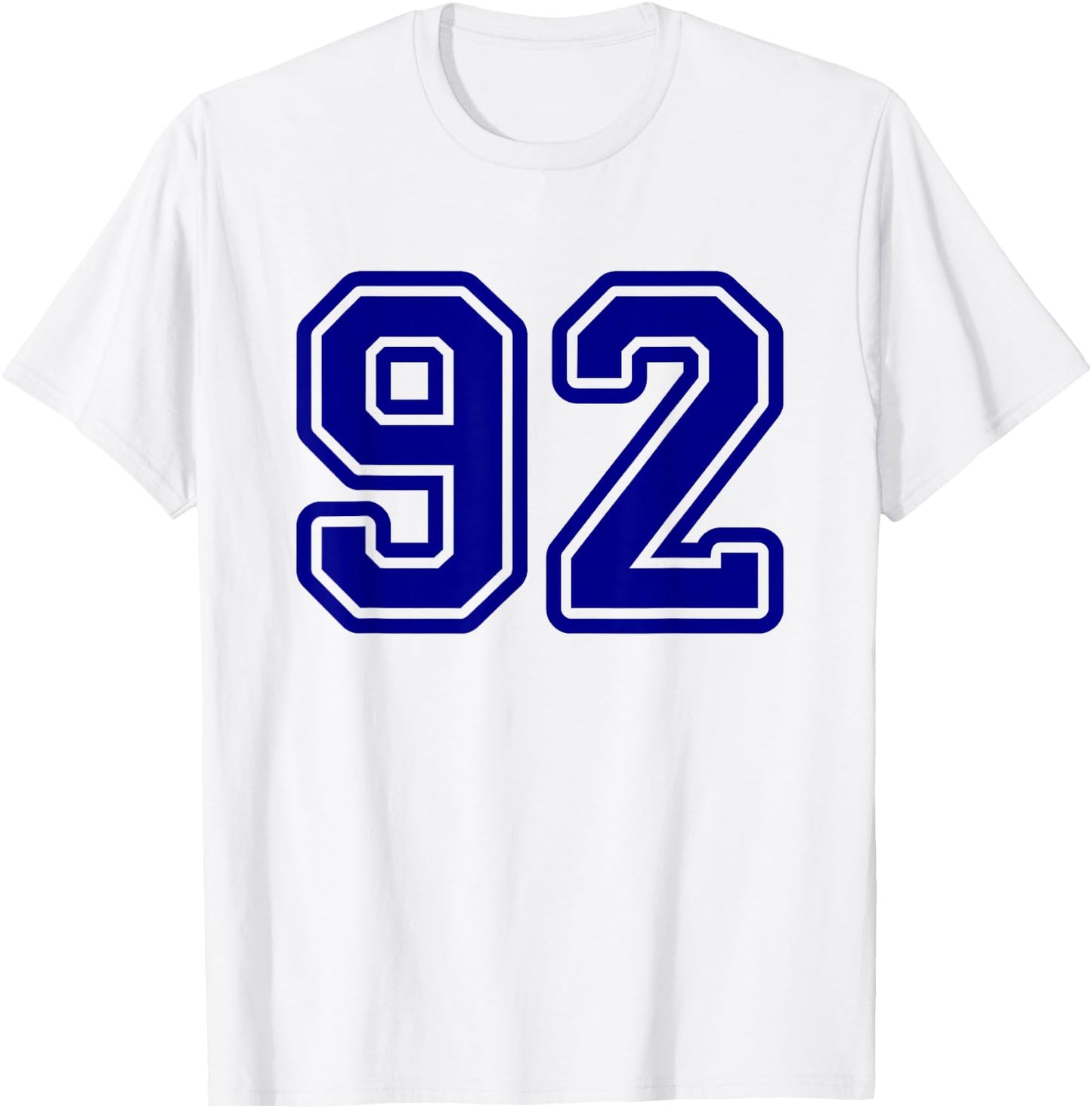 Blue Sport Team Number #92 T-Shirt - T-Shirt | White