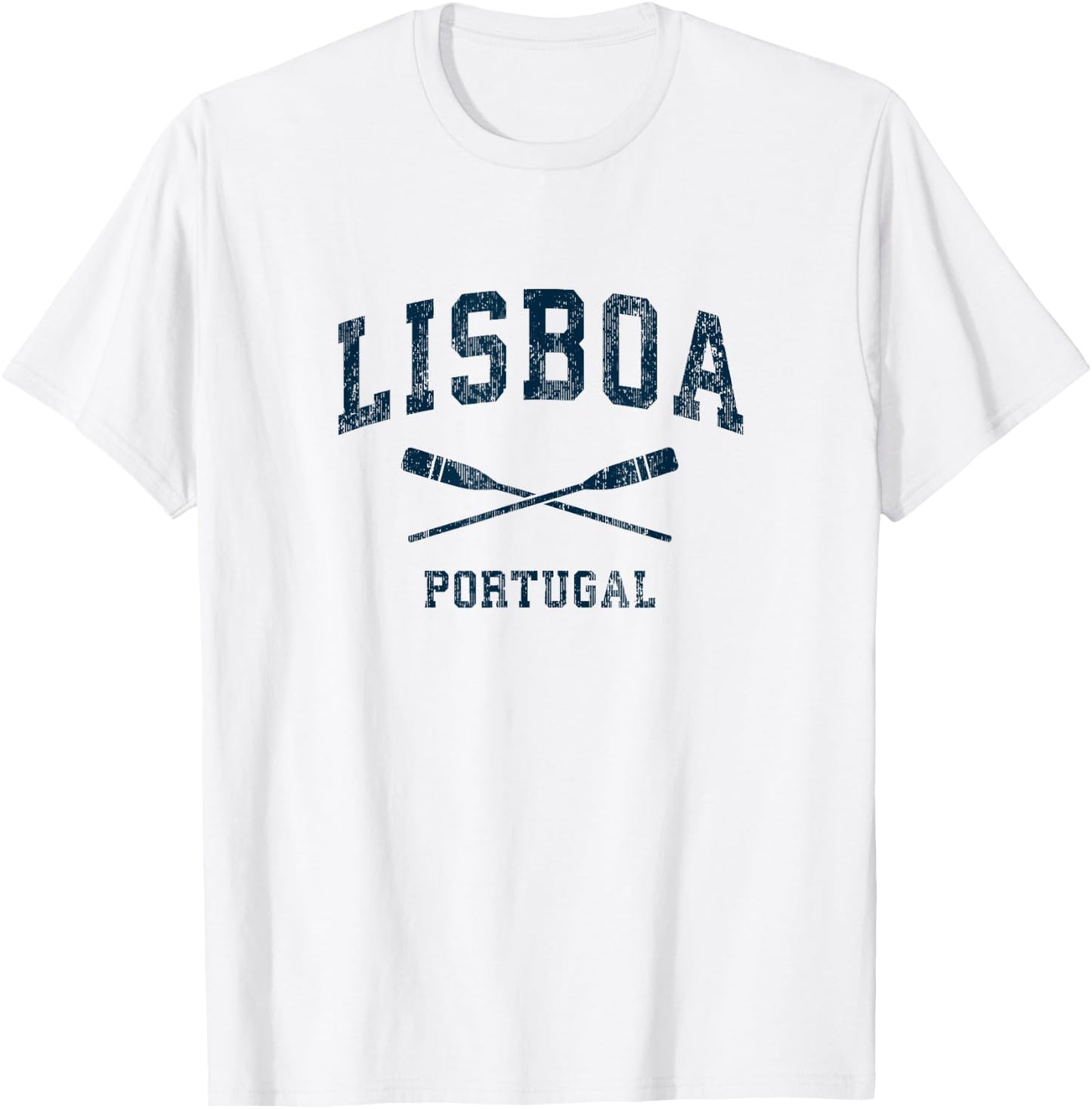 Lisbon Portugal Vintage Nautical Paddles Sports Oars T-Shirt - T-Shirt | White