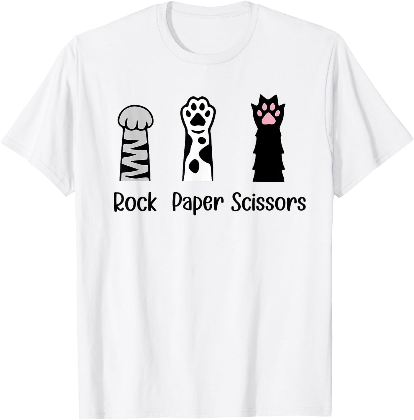Introvert Cat Animal Rescue Pet Lover Gifts ROCK PAPER SCISSORS Hand Game Cute Paw Funny Cat Lover T-Shirt - T-Shirt | White