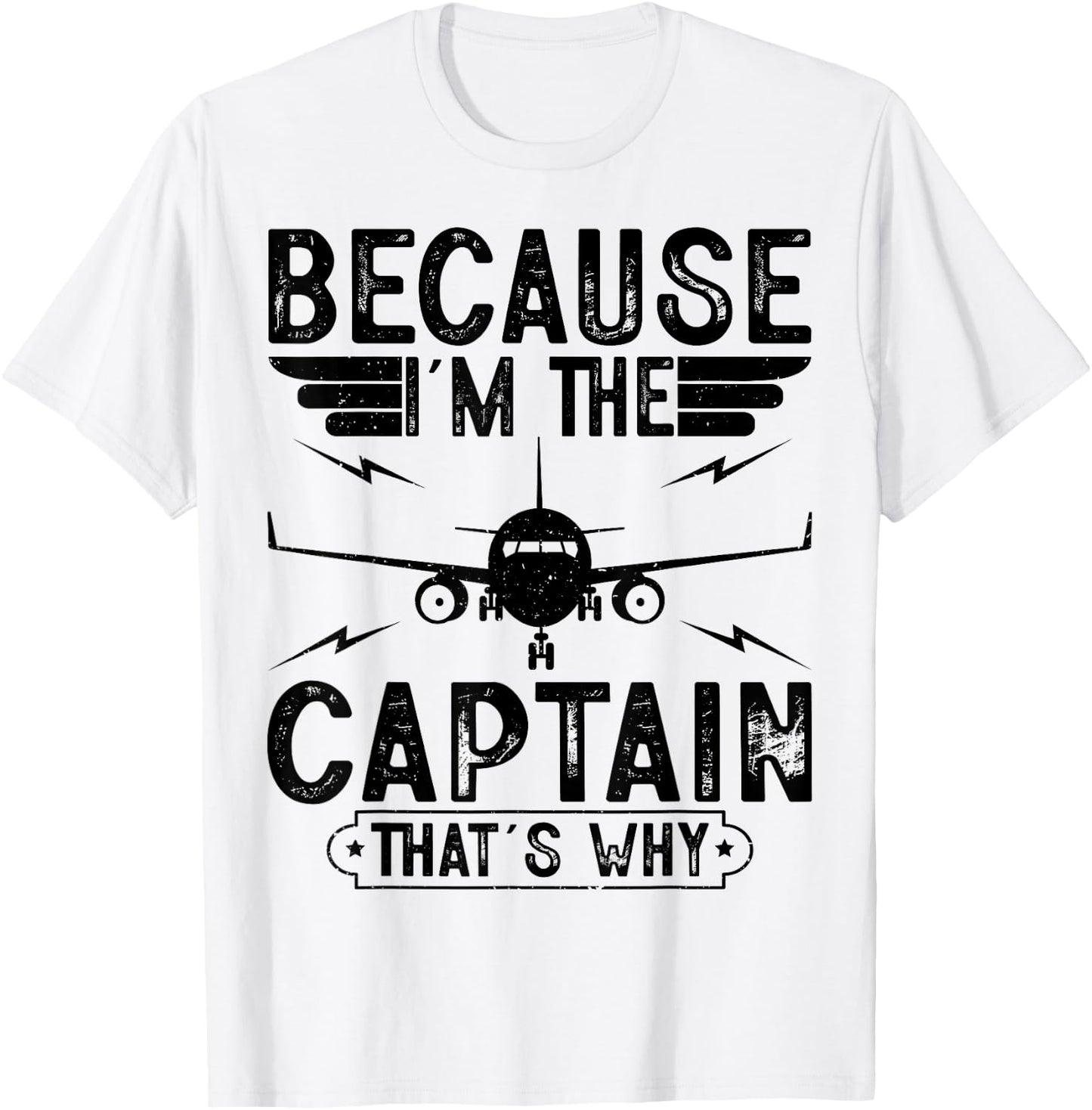 Because I'm The Captain Retro Airplanes Pilot Aviation Gifts T-Shirt - T-Shirt | White