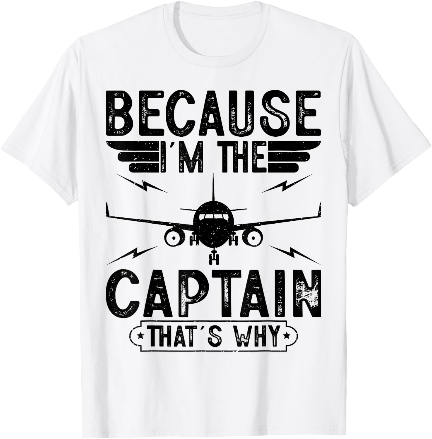 Because I'm The Captain Retro Airplanes Pilot Aviation Gifts T-Shirt - T-Shirt | White