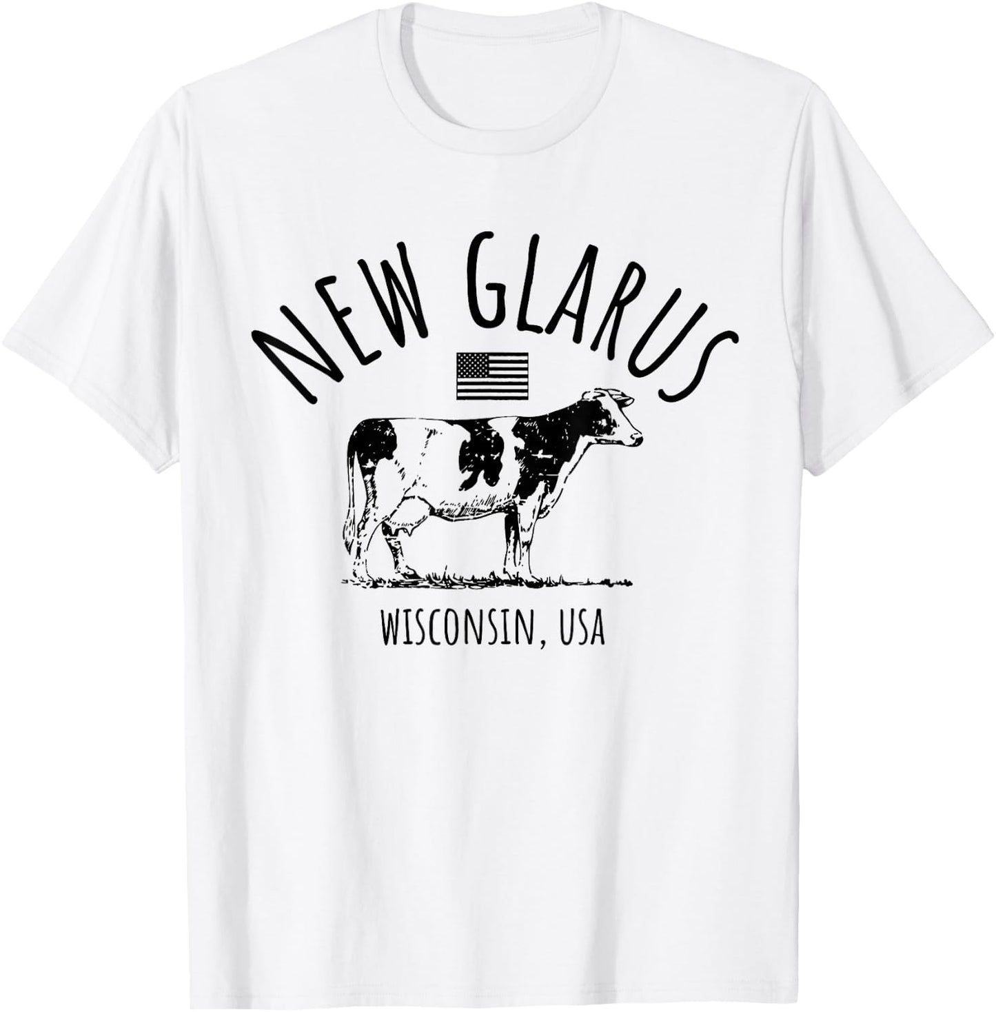 New Glarus Wisconsin USA Retro Cow Vintage Style Design T-Shirt - T-Shirt | White