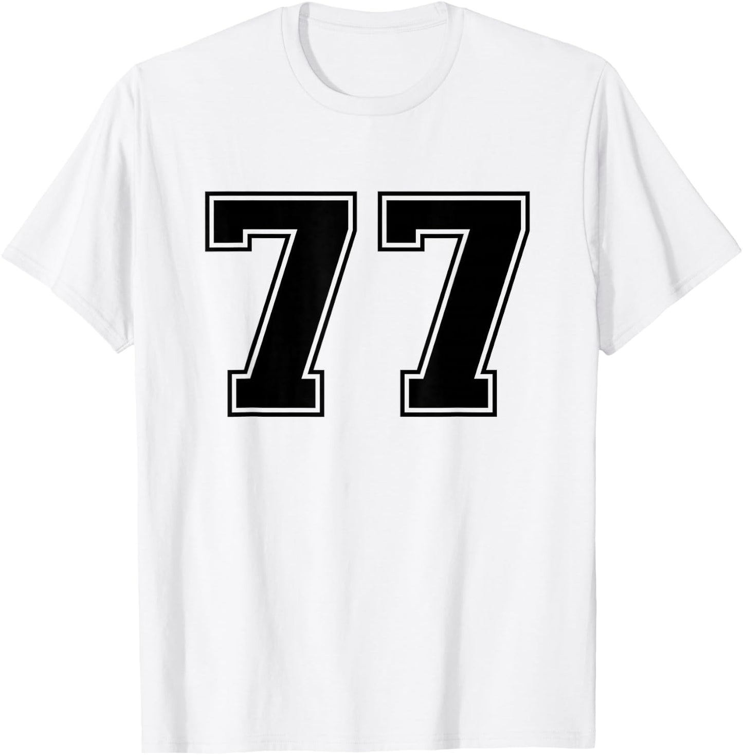 Black Sports Team Number 77 T-Shirt - T-Shirt | White