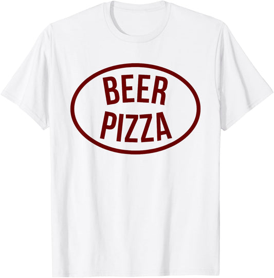 BEER PIZZA - Cool Funny Kpop Junk Food Humor Logo Statement T-Shirt - T-Shirt | White