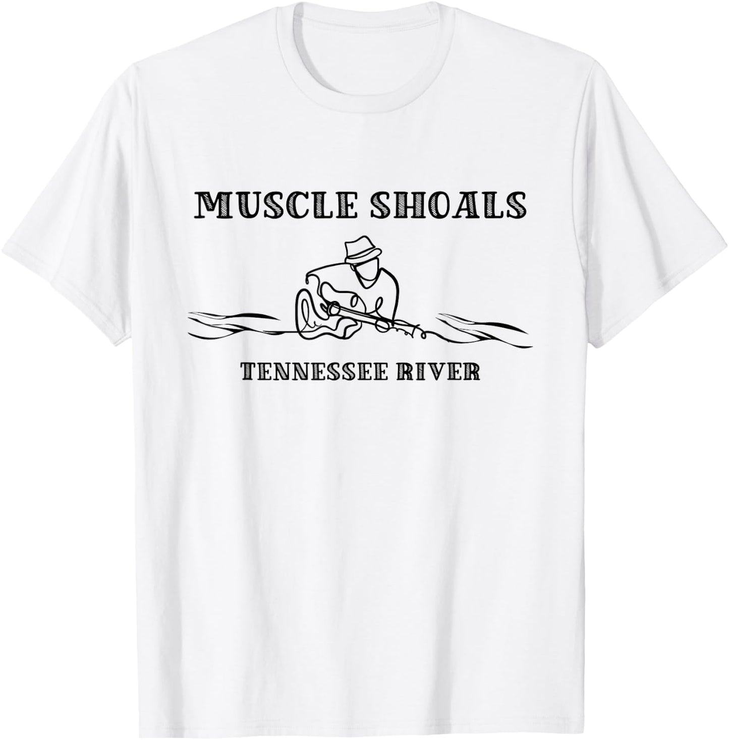 Muscle Shoals Alabama AL Guitar Player On River Music City T-Shirt - T-Shirt | White