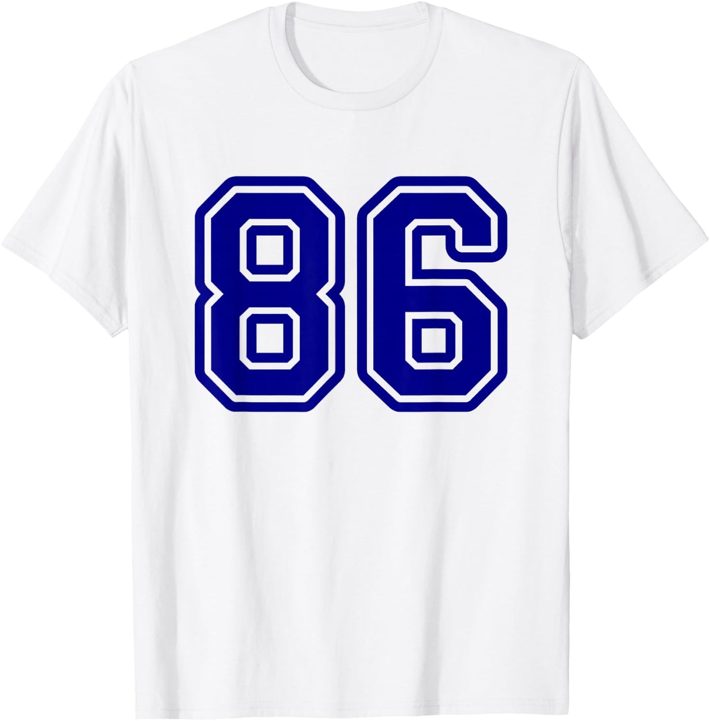 Number #86 Blue Sports Team Number 86 T-Shirt - T-Shirt | White