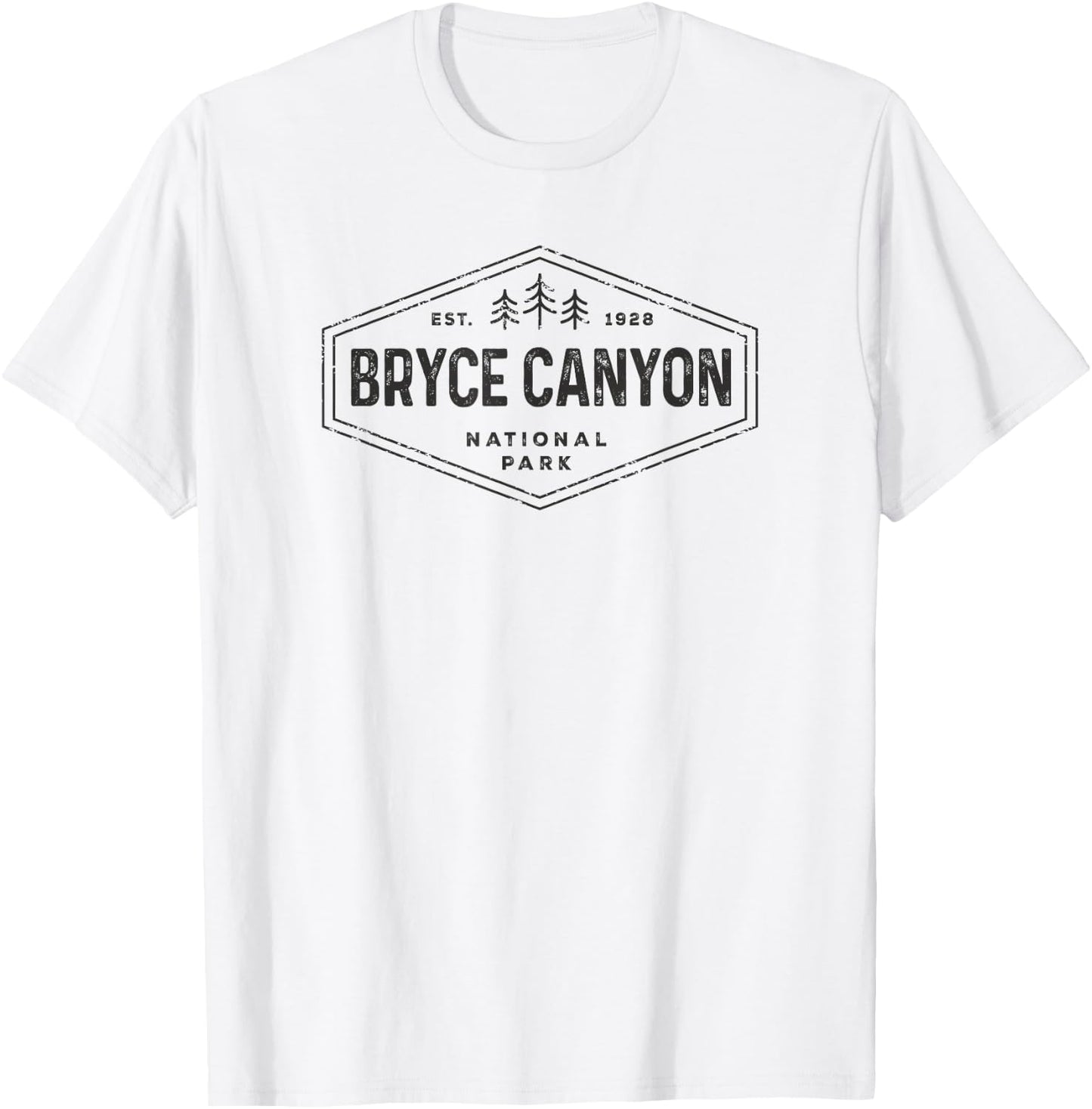 Bryce Canyon National Park Shirt Retro Hexagon Badge Hiking T-Shirt - T-Shirt | White