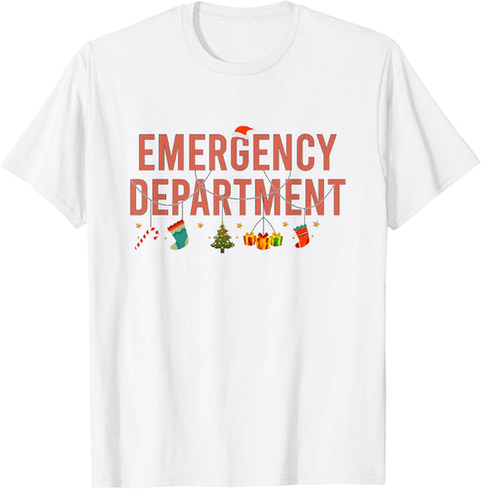 Emergency Department Christmas Emergency Nurse Christmas T-Shirt - T-Shirt | White