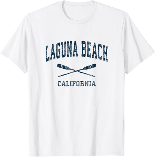 Laguna Beach California Vintage Nautical Paddles Sports Oars T-Shirt - T-Shirt | White