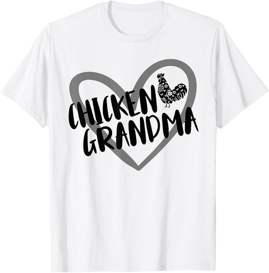 Chicken Grandma Heart Farmer Funny Chicken Lover T-Shirt - T-Shirt | White